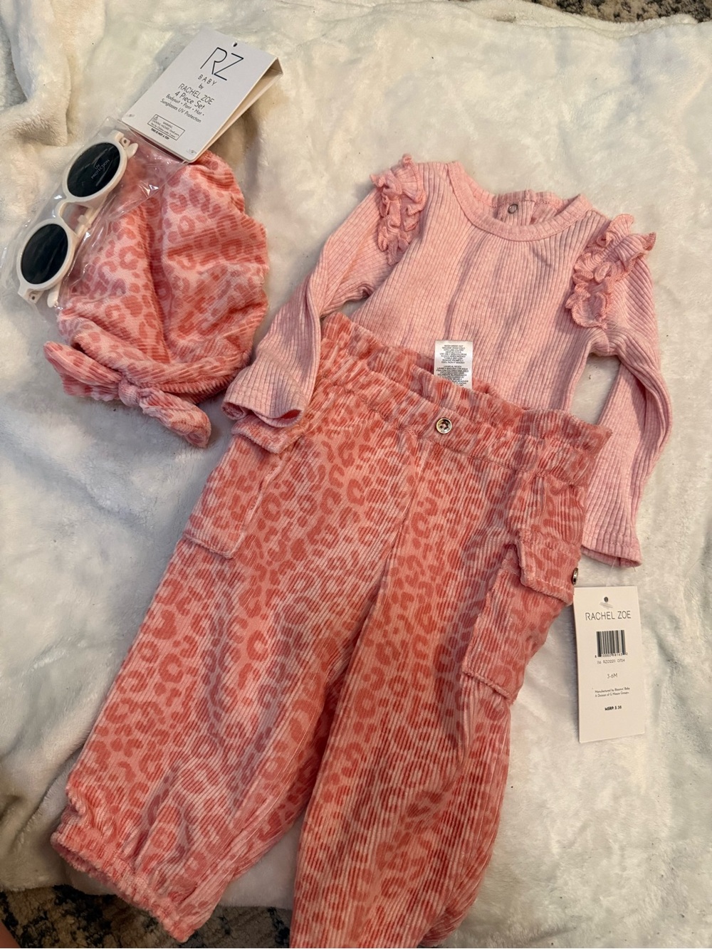 Rachel Zoe Pink Leopard Two-Piece Top and Cargo Pants Set